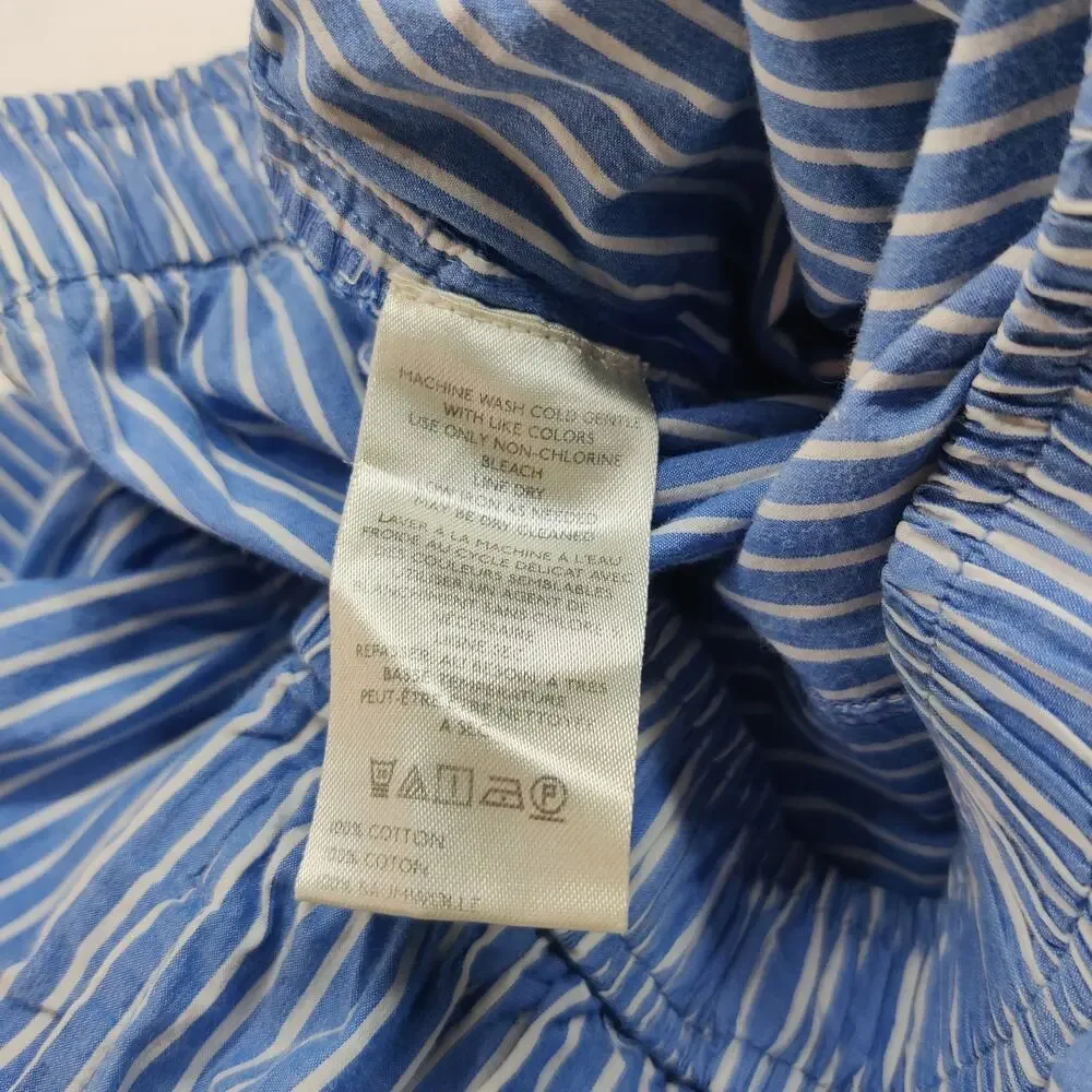 Anthropologie Boxer Pajama Style Pants Blue Stripe Medium Preppy Loungewear